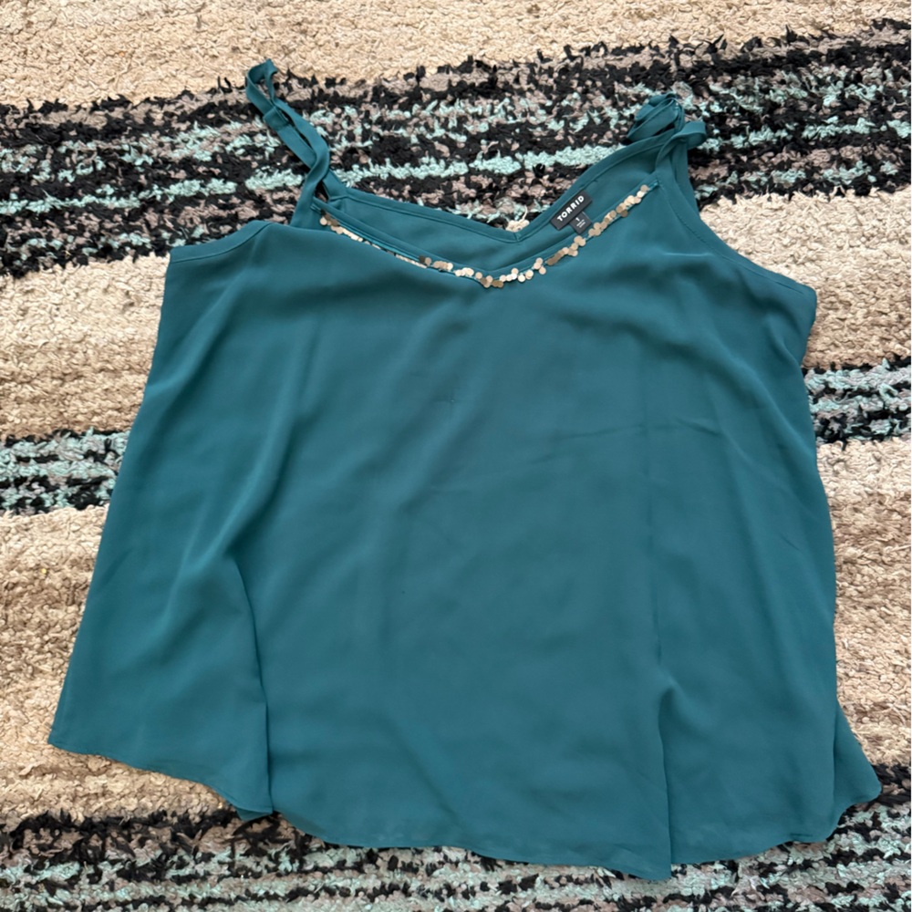 Torrid Teal Top with Gold Accents